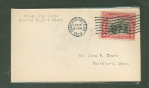 US 651 1919 2c george rogers clark, addressed cover, FDC with unofficial first day city cancel, charlottesville, va
