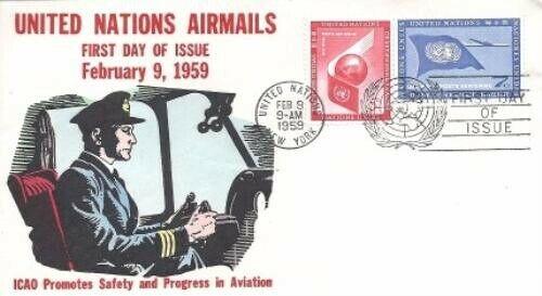 UN #C6/7 - 5c & 7c AIRMAILS FDC - Overseas Mailers