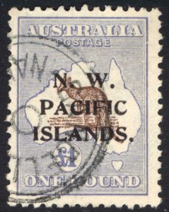 N.W. Pacific Is 1916 £1 Choc & Blue SG 99 Sc 26 VFU*Cat £450($594)