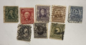 US 1902 new design 8 stamps #300-4, 6. 8, 9  Used