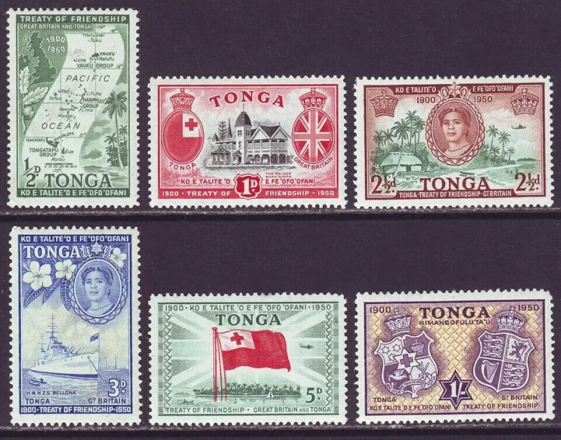 EDSROOM-17747 Tonga 94-99 MNH 1951 Complete Tonga GB Treaty