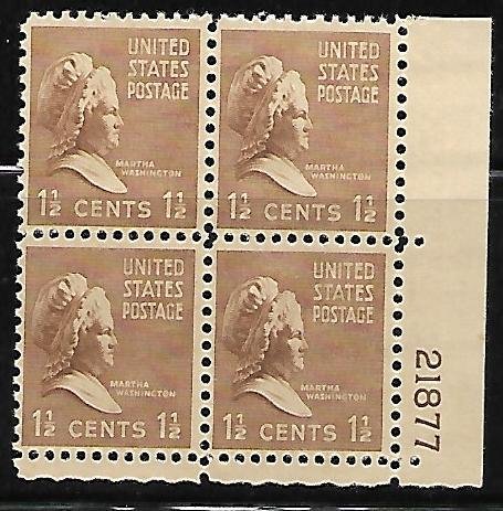 #805 Presidential  Lower Right Plate Block #21877 F VF NH DCV=$3.00