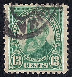 622 13 cent Harrison, Green Stamp used EGRADED SUPERB 99 XXF