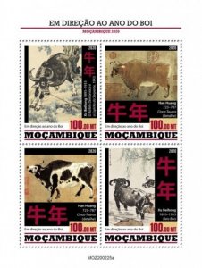 Mozambique - 2020 Chinese Year of the Ox - 4 Stamp Sheet - MOZ200225a