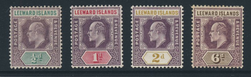 LEEWARD ISLANDS King Edward VII 1905-8 Wmk Mult Crown CA SG 29 to SG 34 MINT