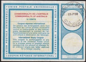 AUSTRALIA 1968  12c International Reply Coupon - Coolum Beach cds..........B1418