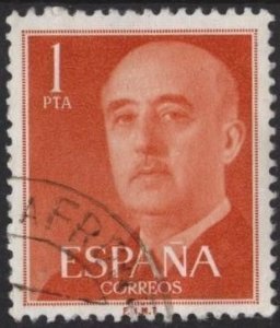 Spain 825 (used) 1p Franco, dp org (1954)