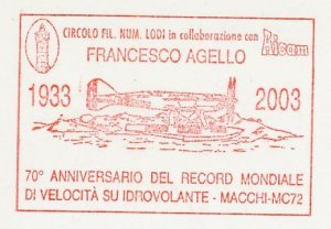 Specimen meter card Italy 2003 Airplane - Anniversary world record seaplane