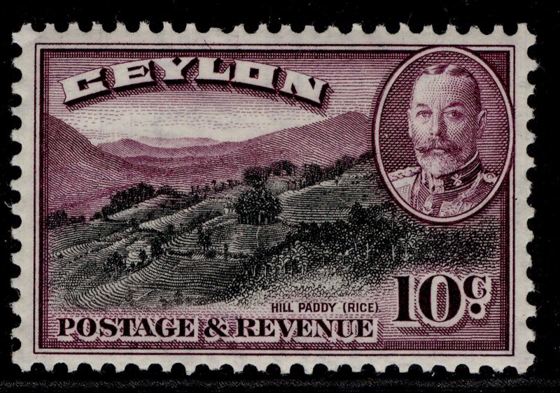 CEYLON GV SG372, 10c black & purple, M MINT. 