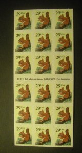 Scott 2489a, 29c Squirrel, Pane of 18, #D22211, MNH Booklet Beauty