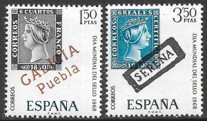 SPAIN 1968 STAMP DAY Set Sc 1527-1528 MNH
