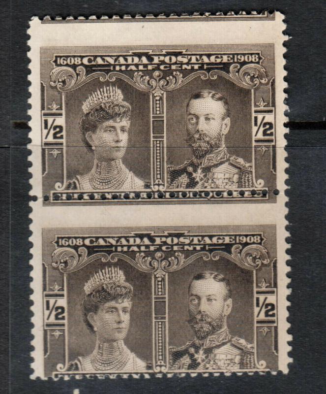Canada #96 Never Hinged Mint Dramatic Misperf Pair