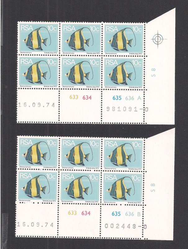 SOUTH AFRICA SC# 416  CYLINDER B/6  #633-36  PANE A+B  #0  FVF/MNH  1974