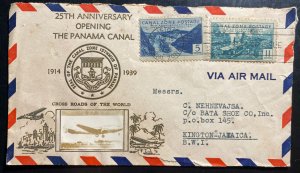 1939 Cristobal Canal Zone Panama Airmail cover To Kingston Jamaica Canal Opening