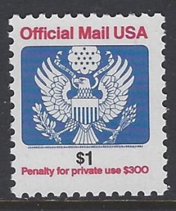 United States, Scott #O151; $1 Official Mail, MNH