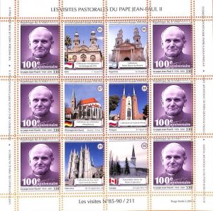 A7189 - Tchad, Error,2020,MISPERF MINIATURE SHEET (x12 Stamps):Pope John Paul ll