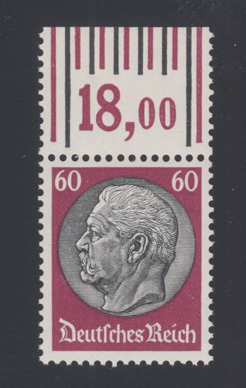 Germany Sc 412 MNH. 1933 60pf Pres. von Hindenburg Sheet Margin Single, VF