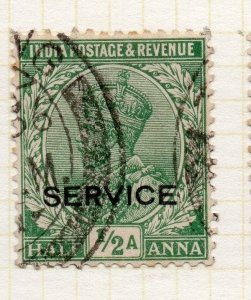 India GV 1920s Early Issue Fine Used 1/2a. Optd Service 189837