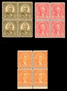 MOMEN: US STAMPS #589-591 BLOCKS MINT OG NH LOT #84378