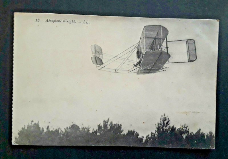 1911 Saone & Loire France Wright Airplane In Flight Real Photo Cover