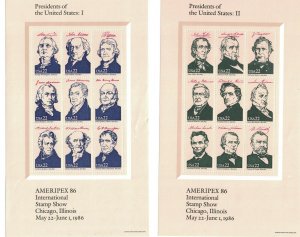 Scott 2216 - 2219 - American Presidents. Ameripex 86  Sheets.   #02 2216SH4