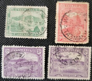 Australian States, Tasmania, 1902-11, #95,97,94,114, used, SCV$12.05