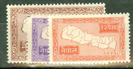 Nepal 72, 74-7 MNH low values of long set, scan shows only a few, CV $34.50