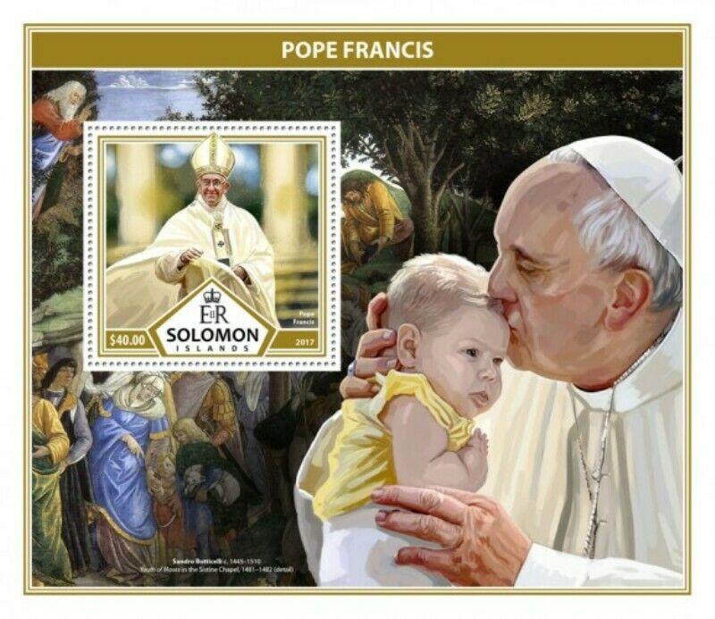 Solomon Islands - 2017 Pope Francis - Stamp Souvenir Sheet - SLM17310b