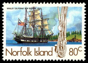 NORFOLK ISLAND Sc 362 XF/MNH - 1985 80c - the Ship California - Well Centered