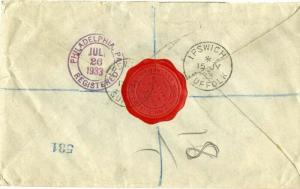 England Cover 1933 Registered Censor Warning