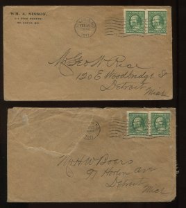 383 MAILOMETER TYPE IV PAIR & SINGLES ON FEB 28 1911 COVERS **NEW EDU** CV1135