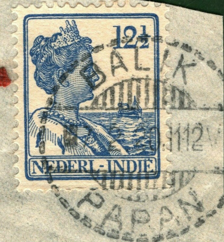 NETHERLANDS INDIES Stamp 12½c *BALIK PAPAN* CDS Postmark Piece 1912 OGREEN113