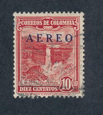 Colombia 1953 Scott C231 used - 10c, Tequendama falls Ovpt