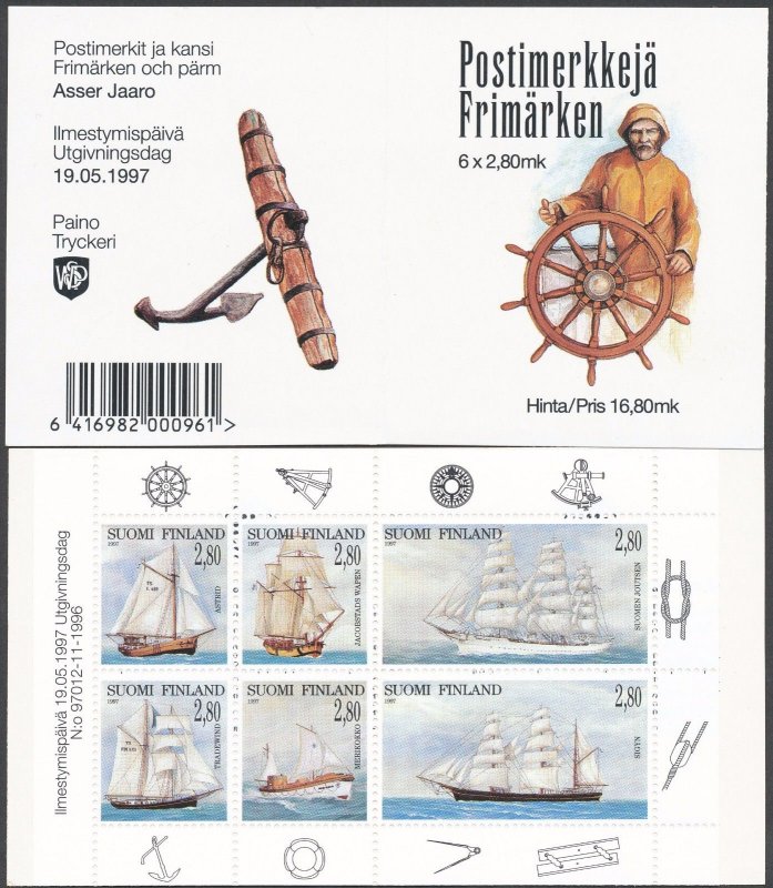 1997 Finland 1385-1390/MH46 Ships with sails