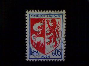 France, Scott #1142, used (o), 1966, Coat of Arms Series, Arms of Auch, 5cts