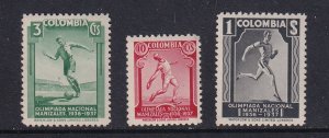 Colombia   #445-447  MNH  1937 national olympic games