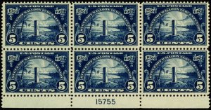 616, Mint VF NH Bottom Plate Block of Six CV $375 * Stuart Katz