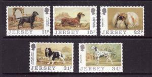 Jersey-Sc#447-51-unused NH set-Dogs-Animals-1988-