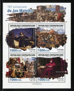 CENTRAL AFRICA 2023 185th ANN OF JAN MATEJKO PAINTINGS SHEET MINT NH