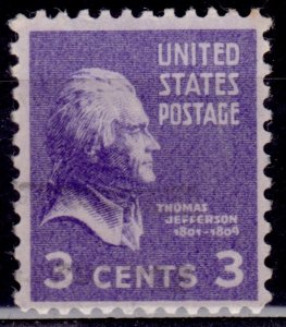 United States, 1938, Thomas Jefferson, 3c, sc#807, used