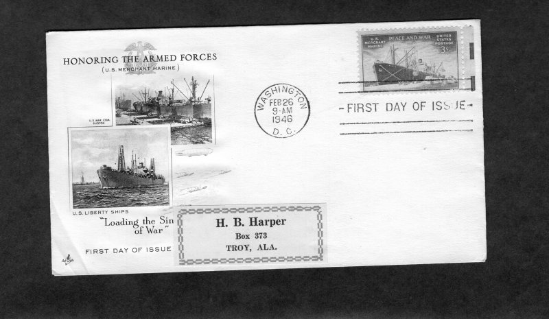 939 Merchant Marine, FDC ArtCraft addressed