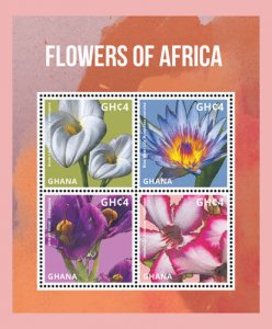 GHANA 2016 - FLOWERS OF AFRICA - SHEET OF 4 STAMPS - Scott #2905 - MNH