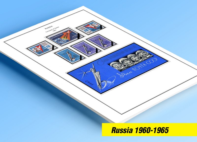 COLOR PRINTED RUSSIA 1960-1965 STAMP ALBUM PAGES (84 illustrated pages)