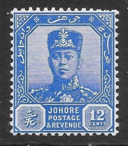 MALAYA JOHORE SG114 1940 12c ULTRAMARINE MNH (p)