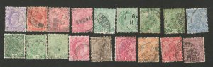 INDIA -BRITISH CLONI- 18 USED STAMPS