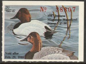 U.S.-INDIANA 12, STATE DUCK HUNTING PERMIT STAMP. MINT, NH. VF