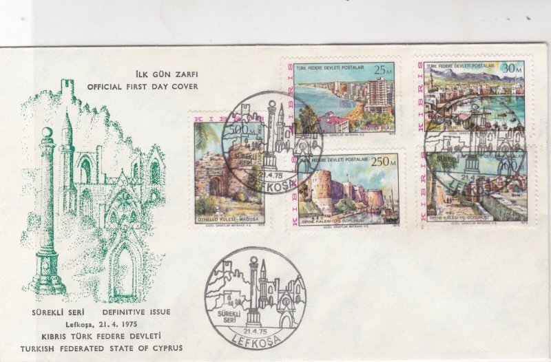 Turkish Federated Cyprus 1975 Lefkosa Slogan Cancel FDC Stamps Cover Ref 23564