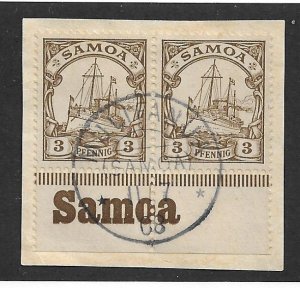 German Samoa 57 3pf Yacht pair Used Mulifanua Cancel 11-7-08