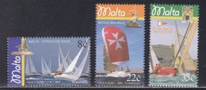 Malta # 1136-1138, Sail Boats, Mint NH, 1/2 Cat.