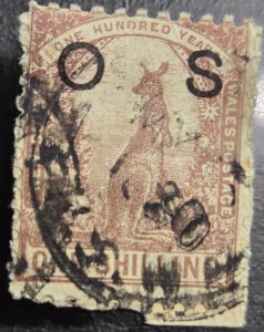 Stamp New South Wales 1889 Official Kangaroo A30 #82 1 shilling used